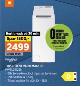 Power Whirlpool vaskemaskine tilbud
