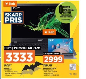 Power Acer bærbar pc tilbud
