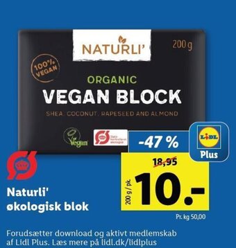 Lidl Naturli' økologisk Blok tilbud