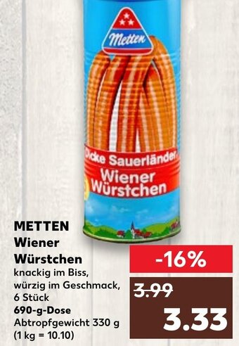 Kaufland DE Metten Wiener Würstchen tilbud