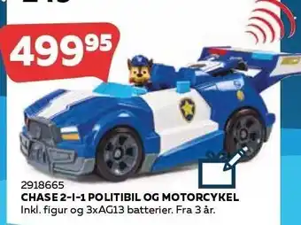 Legekæden Chase 2-i-1 politibil og motorcykel tilbud