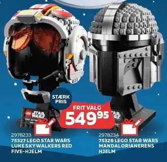 Legekæden Lego star wars luke skywalker red five-hjelm el. mandalorianerens hjelm tilbud