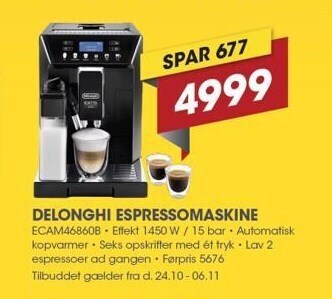 Punkt1 Delonghi espressomaskine tilbud
