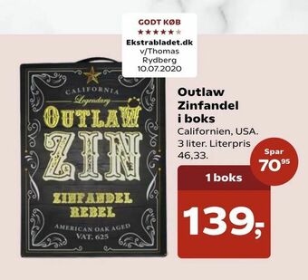 Kvickly Outlaw Zinfandel i boks tilbud