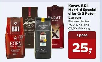 Kvickly Karat, BKI, Merrild Special eller Grå Peter Larsen tilbud