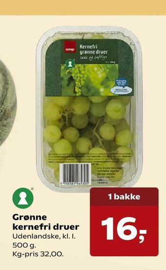 Kvickly Grønne kernefri druer tilbud