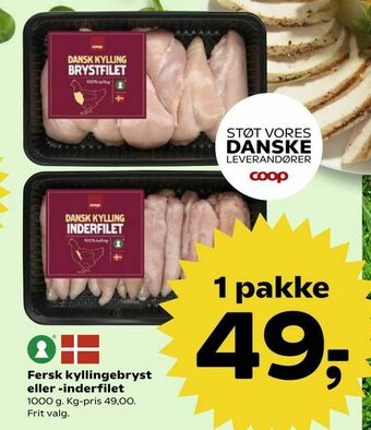 Kvickly Fersk kyllingebryst eller -inderfilet tilbud
