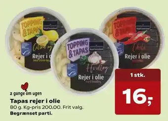 Kvickly Tapas rejer i olie tilbud