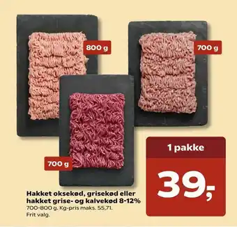 Kvickly Hakket oksekød, grisekød eller hakket grise- og kalvekød 8-12% tilbud