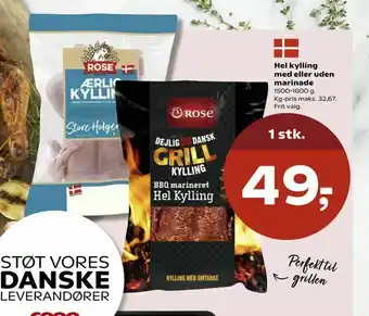 Kvickly Hel kylling med eller uden marinade tilbud