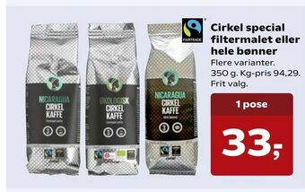 Kvickly Cirkel special filtermalet eller hele bønner tilbud