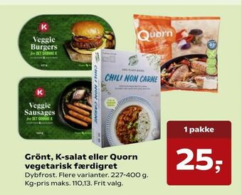 Grönt, K-salat eller Quorn vegetarisk færdigret