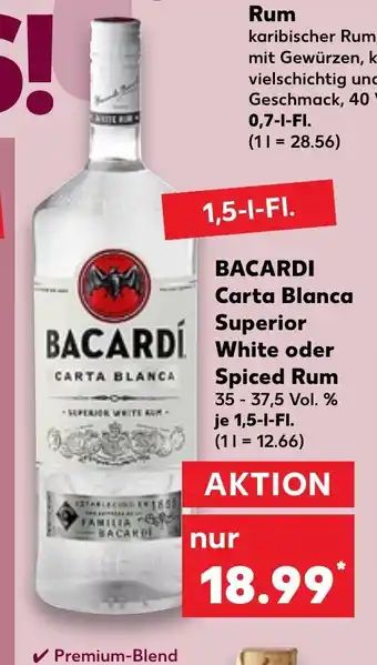 Bacardi Carta Blanca Superior White Oder Spiced Rum