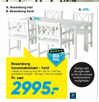 Bilka Rosenborg havemøbelsæt - hvid tilbud