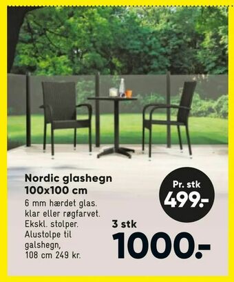 Bilka Nordic glashegn 100x100 cm tilbud