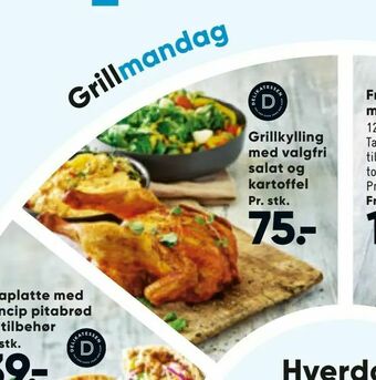 Grillkylling med valgfri salat og kartoffel