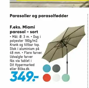 Bilka Miami parasol - sort tilbud