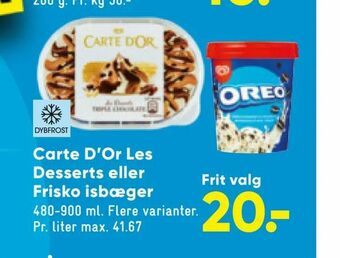 Bilka Carte D'Or Les Desserts eller Frisko isbæger tilbud