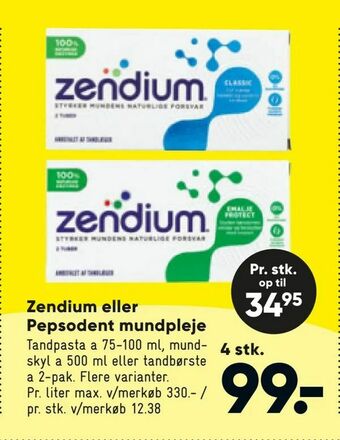 Bilka Zendium eller Pepsodent mundpleje tilbud