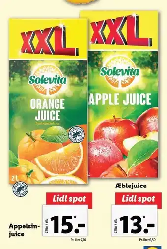 Lidl Appelsinjuice el. æblejuice tilbud