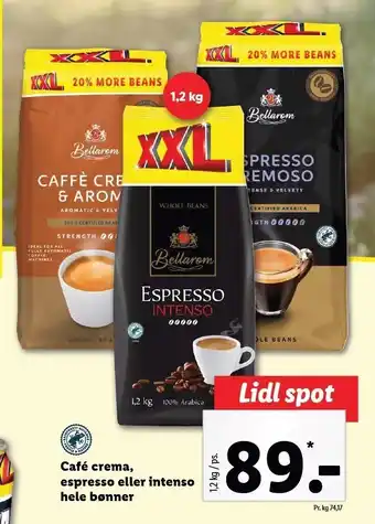 Lidl Café crema, espresso el. intenso tilbud
