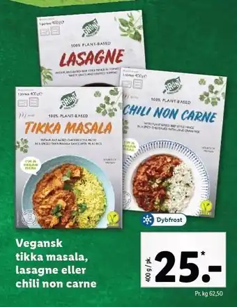 Vegansk tikka masala, lasagne el. chili con carne