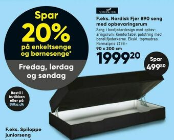 Bilka Nordisk Fjer B90 seng med opbevaringsrum tilbud