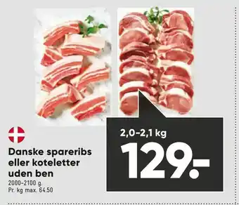 Bilka Danske spareribs eller koteletter uden ben tilbud