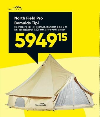 Bilka North Field Pro Bomulds Tipi tilbud