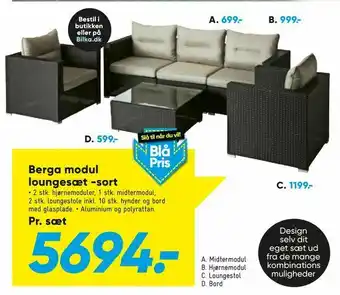 Bilka Berga modul loungesæt -sort tilbud