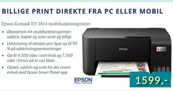 CBC Epson ecotank et-2814 multifunktionsprinter tilbud