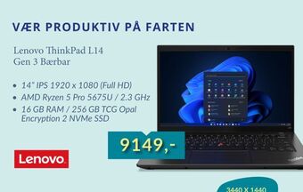 Tjdata Lenovo thinkpad l14 gen 3 bærbar tilbud