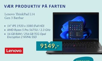 EDB Center Lenovo thinkpad l14 gen 3 bærbar tilbud