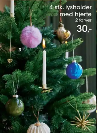 Bilka 4 stk lysholder m/hjerte 2 farver tilbud