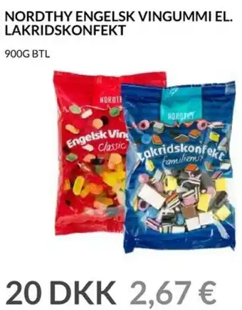 Nielsen's Discount Nordthy Engelsk Vingummi El. Lakridskonfekt 900g tilbud