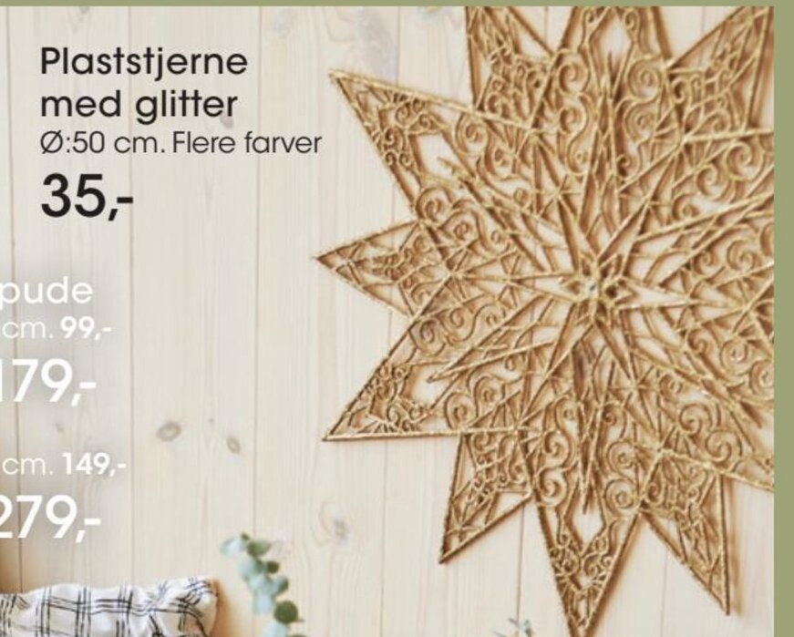 Plaststjerne med glitter tilbud hos Bilka