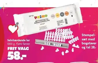 Selvhærdende ler el. stempelsæt med bogstaver og tal
