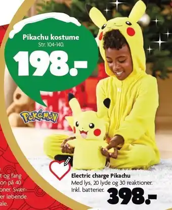 Fætter BR Pikachu kostume el. electric charge pikachu tilbud