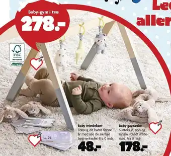Fætter BR Baby-gym i træ, baby mindekort el. baby gaveæske tilbud