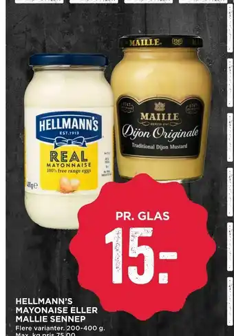 MENY Hellmann's mayonaise eller mallie sennep tilbud