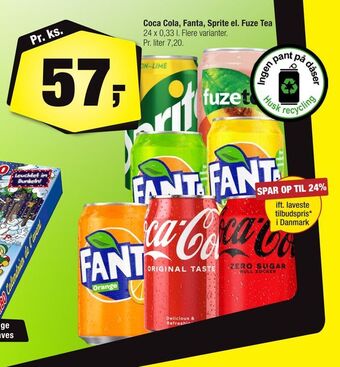 Calle Coca cola, fanta, sprite el. fuze tea tilbud