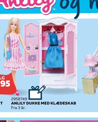 Legekæden Anlily dukke med klædeskab tilbud