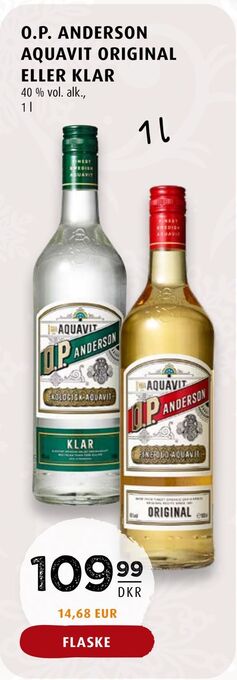 Scandinavian Park O.p. anderson aquavit original eller klar tilbud