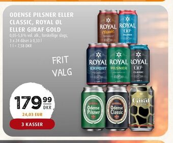 Scandinavian Park Odense pilsner eller classic, royal øl eller giraf gold tilbud
