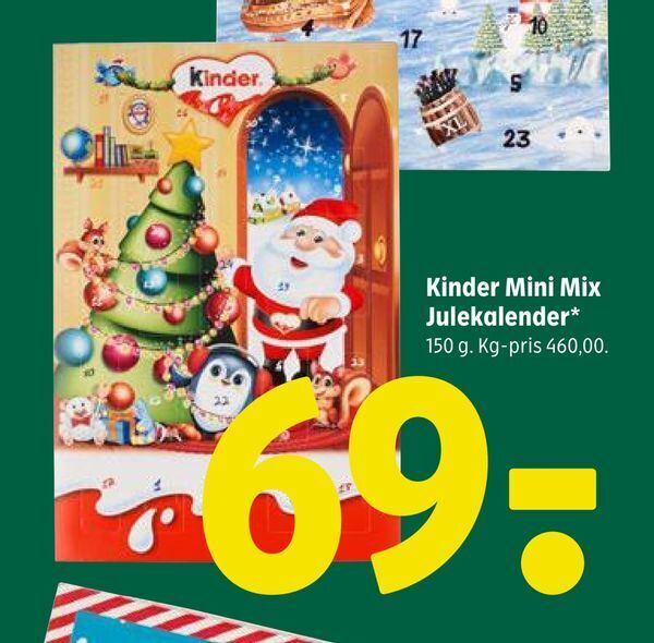 Kinder mini mix julekalender tilbud hos Coop 365