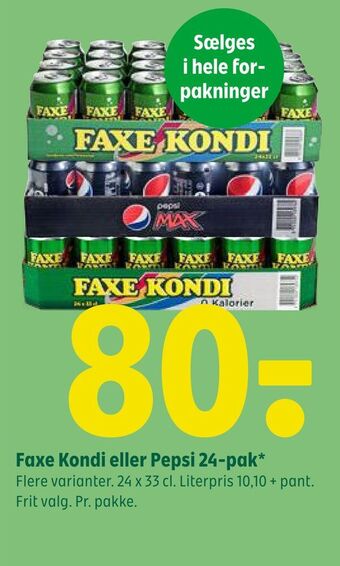 Coop 365 Faxe kondi eller pepsi 24-pak tilbud