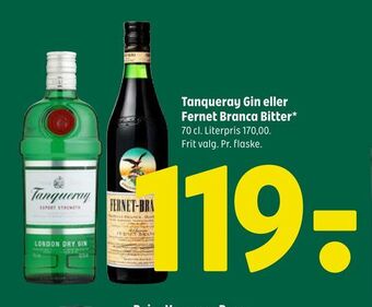 Coop 365 Tanqueray gin eller fernet branca bitter tilbud
