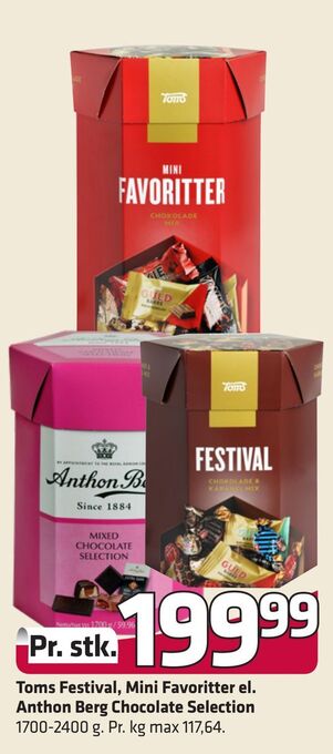 Fleggaard Toms festival, mini favoritter el. anthon berg chocolate selection tilbud