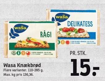 SPAR Wasa knækbrød tilbud