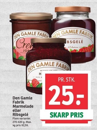 SPAR Den gamle fabrik marmelade eller ribsgelé tilbud
